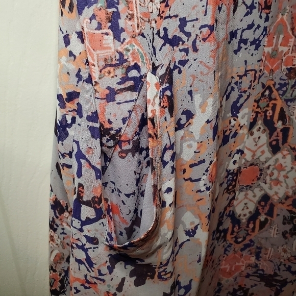 Cabi Fresco Dress Style 5049 Chiffon Water Color Print Double Chiffon Sz XS - Picture 3 of 12